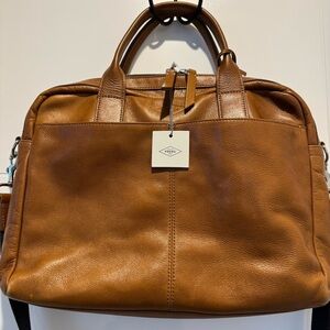 Beautiful Fossil real leather laptop bag NWT